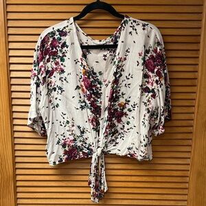 Chic Floral Tie-Front Blouse